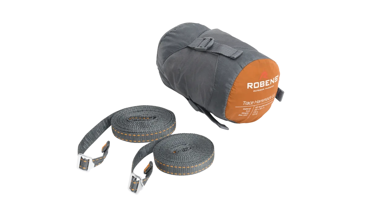 Robens Trace Hammock UL camping accessory showing lightweight, durable hammock with straps for outdoor relaxation and camping.
