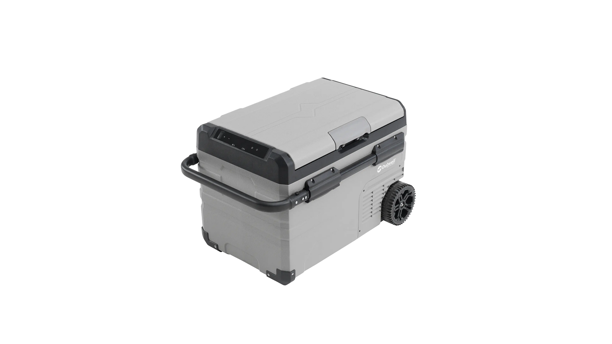 Outwell Arctic Frost 35 portable dual-zone compressor cooler with 37.5L capacity, showing the compact, portable design and control panel.