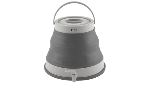 Outwell 12L collapsible water carrier in grey mist, foldable camping water container with handle for outdoor accessories.