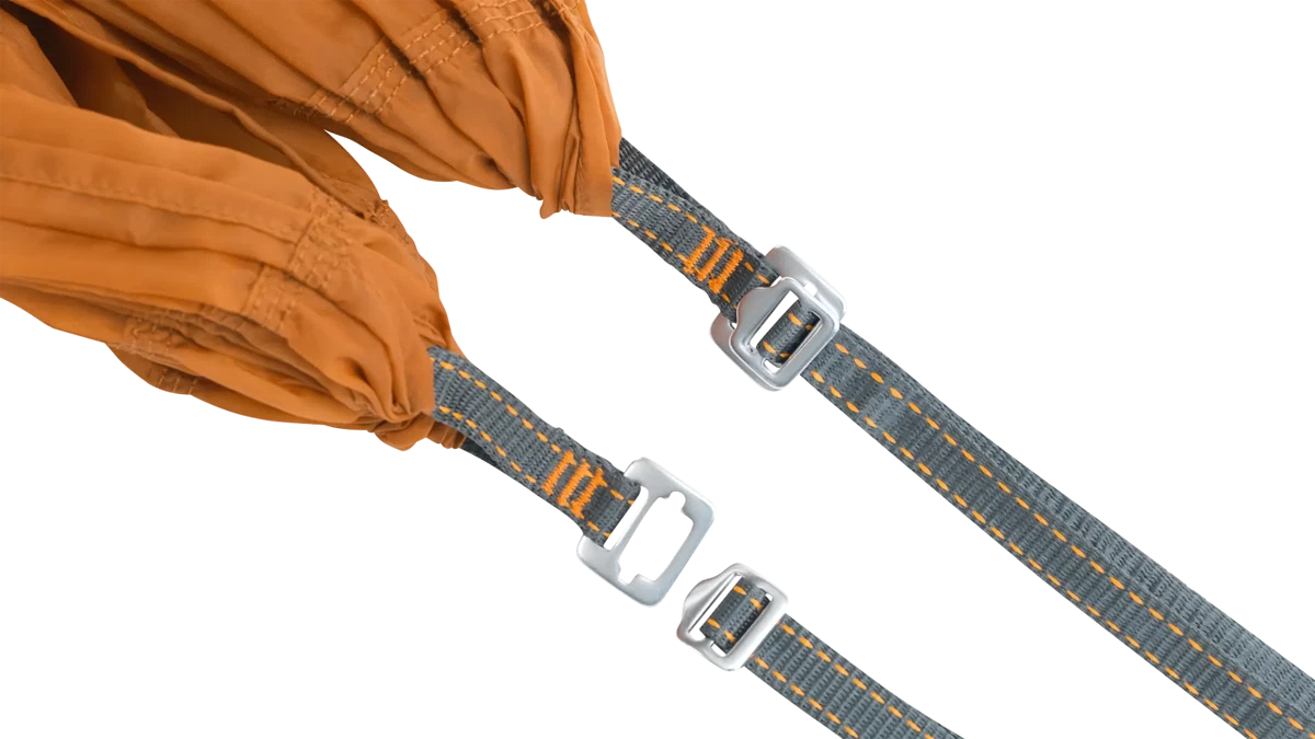 Robens Trace Hammock UL camping accessory shown hanging outdoors, lightweight and compact for backpacking and outdoor relaxation.
