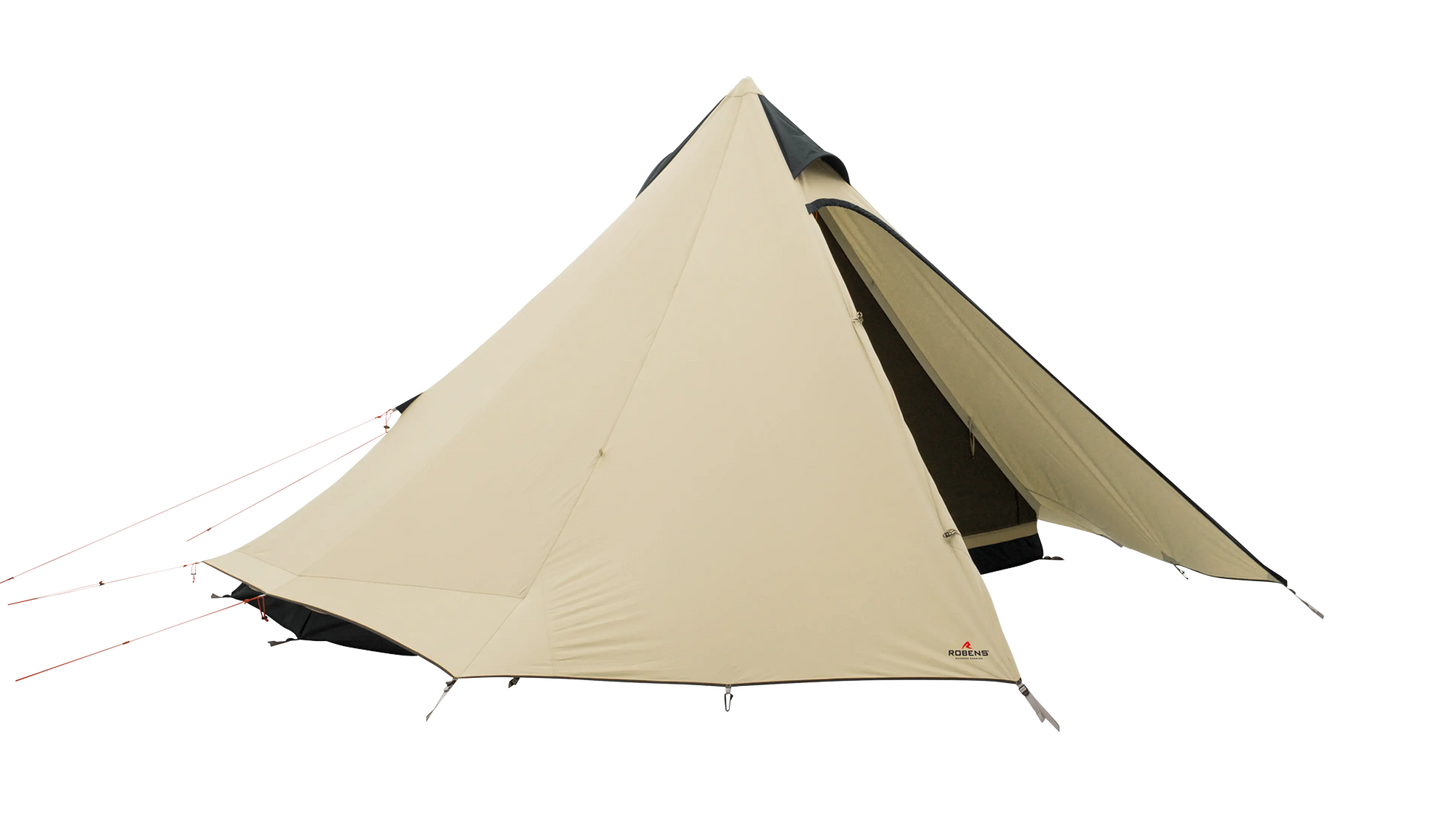 Robens Fairbanks Grande Tipi Tent showing the spacious polycotton camping tent with large entrance and multiple windows for 7 people.