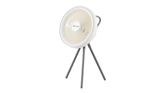 Outwell Eryon rechargeable fan accessory with adjustable blades and handle, compact design for portable cooling and convenience.