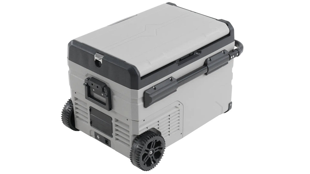 Outwell Arctic Frost 35 portable dual-zone compressor cooler with 37.5L capacity, shown with cooling vents and control panel.