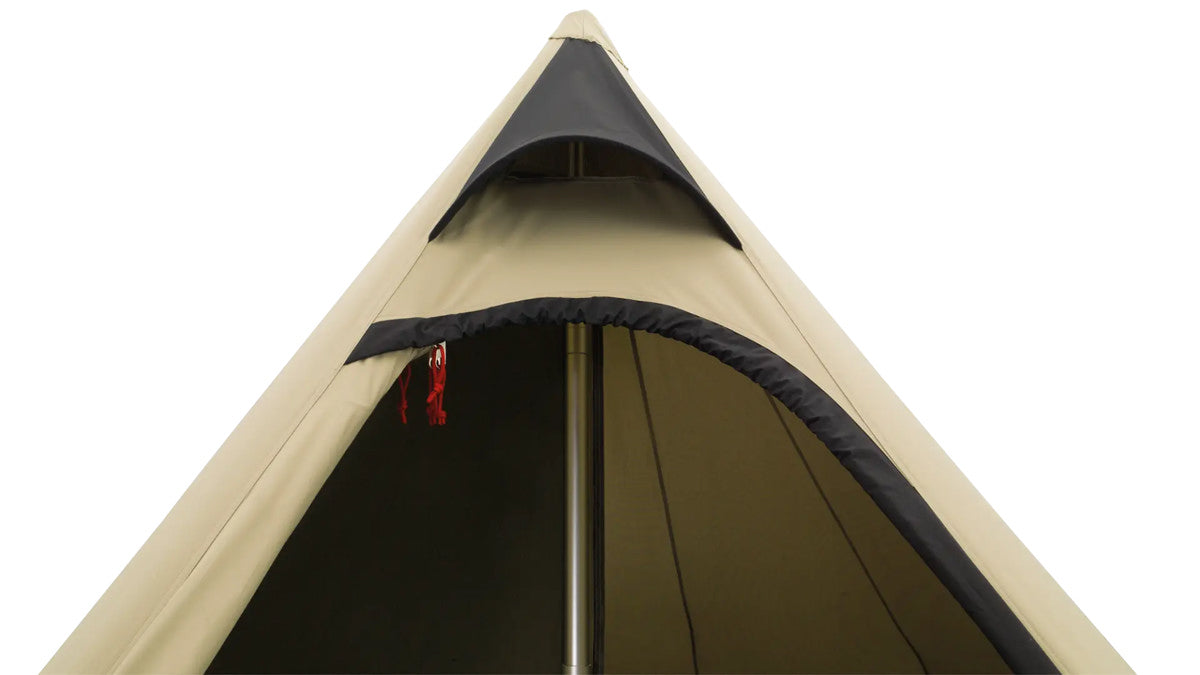 Robens Fairbanks Grande Tipi Tent showing spacious 7-person polycotton camping tent with tall, conical design and multiple windows.
