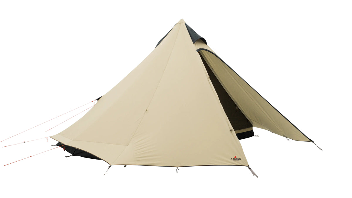 Robens Fairbanks Grande Tipi Tent, a spacious 7-person polycotton camping tent with tall, sturdy tipi design and multiple windows.