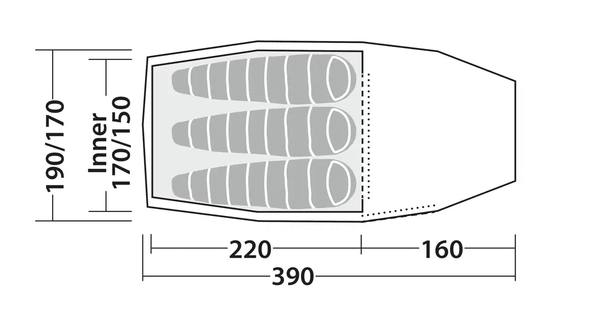 Robens Sage 3 PRO tunnel tent set up outdoors, showing its spacious design, durable fabric, and ventilation features.