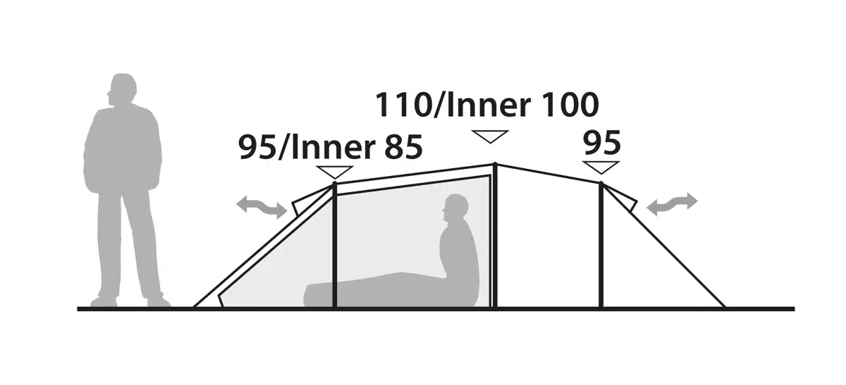 Robens Sage 3 PRO tunnel tent set up outdoors showing spacious entrance, durable fabric, and sturdy pole construction.