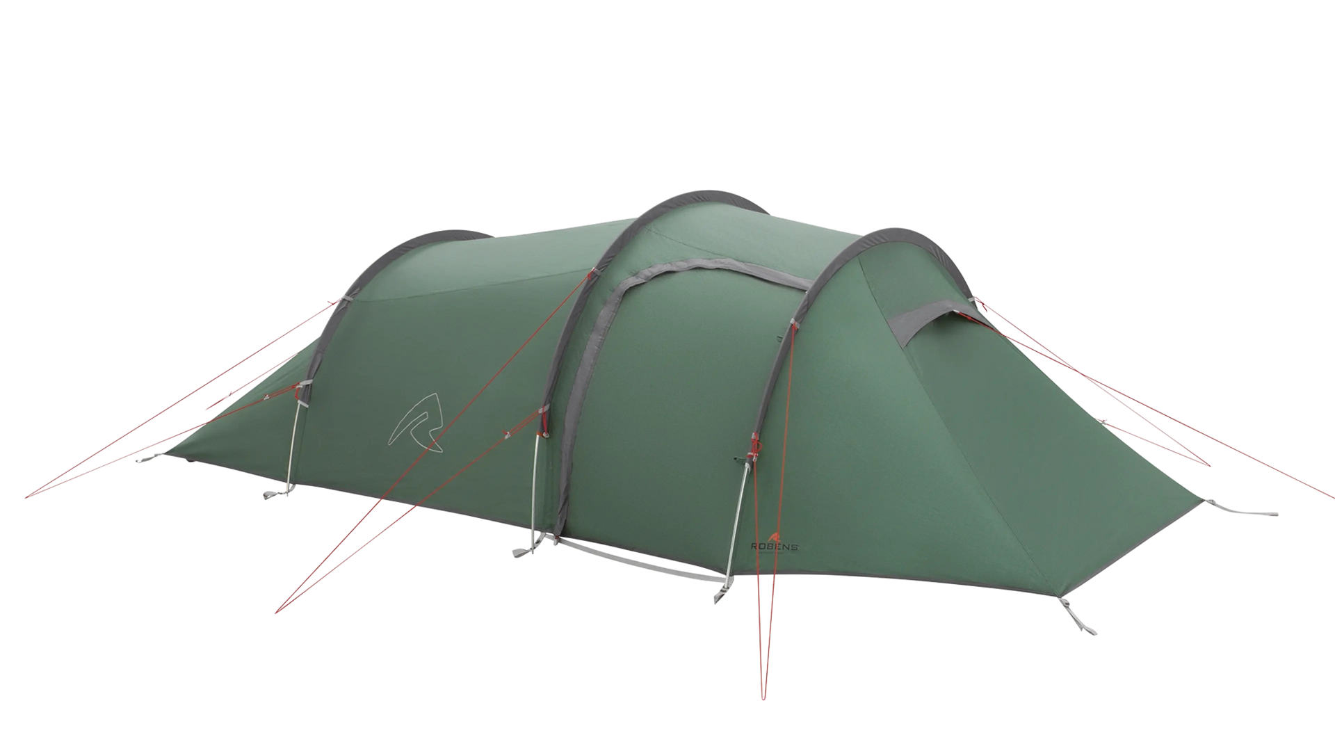 Robens Sage 3 PRO tunnel tent set up outdoors, showcasing its spacious design and durable construction for camping adventures.