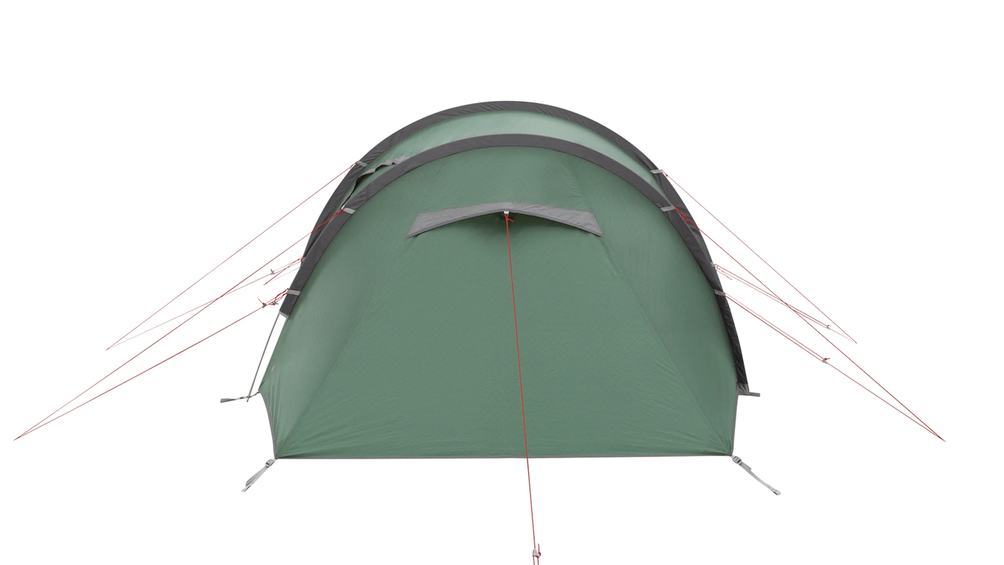 Robens Sage 3 PRO tunnel tent set up outdoors with rainfly and mesh windows, showcasing its durable camping design.