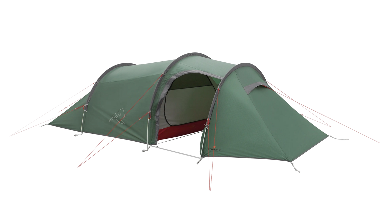 Robens Sage 3 PRO tunnel tent set up outdoors showing its spacious design and durable fabric for camping adventures.