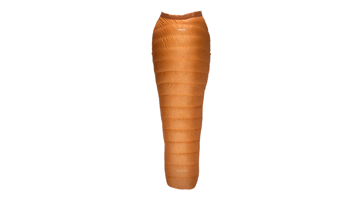 Robens Scoria Quilt UL sleeping bag, designed for -6°C, lightweight and compact for outdoor camping and cold weather adventures.