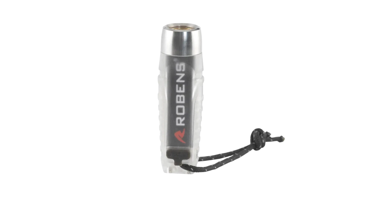 Robens Assynt Flashlight UL accessory showing a compact, lightweight LED flashlight with a black body and ergonomic design.