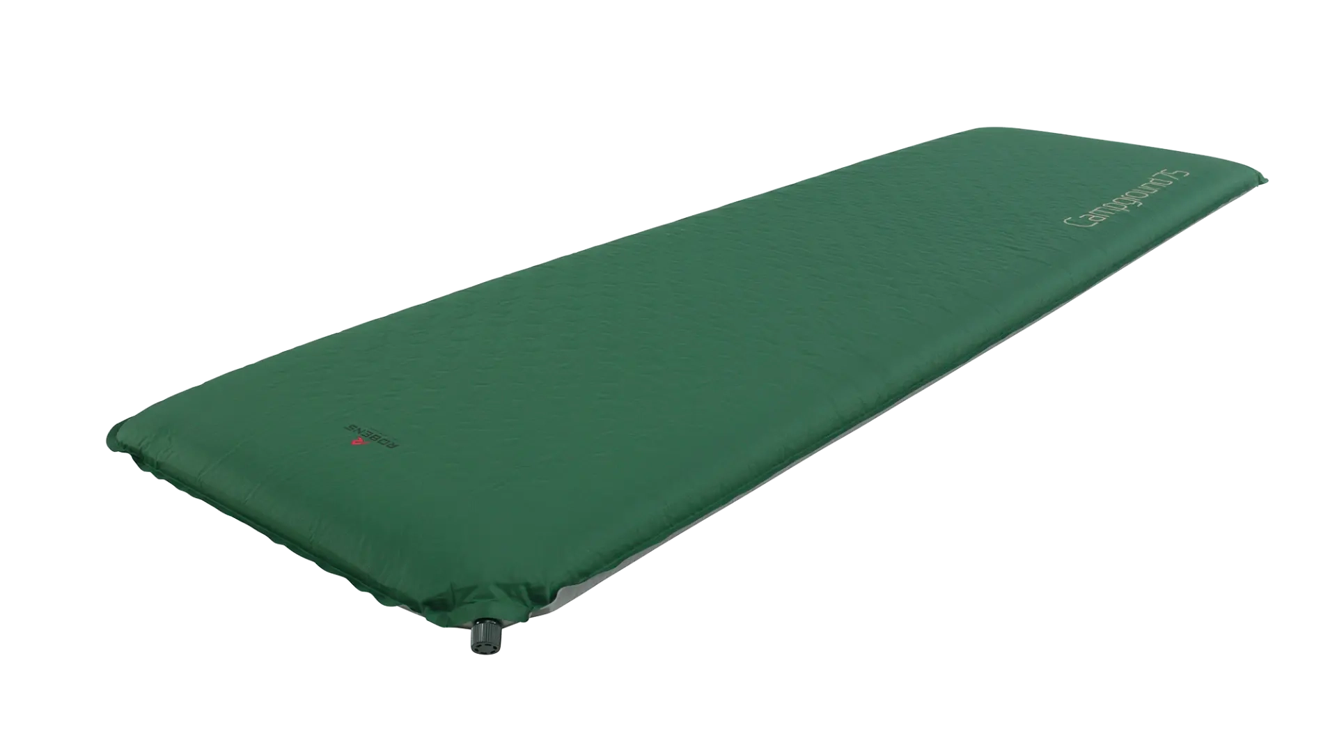 Robens Campground 75 self-inflating mat laid out on a campsite, showcasing its foam padding and compact design for outdoor sleeping comfort.