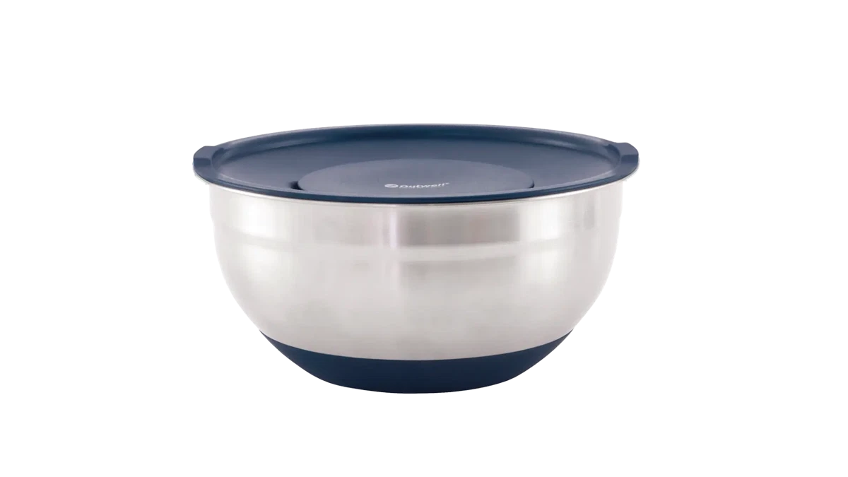 Outwell Chef Bowl Set with lids and graters, kitchenware for food prep, featuring multiple bowls with secure lids and graters.