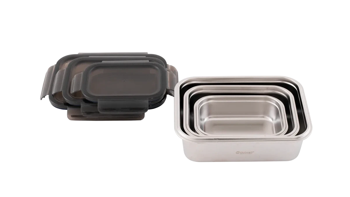 Outwell Camper Food Box Set, kitchenware with multiple containers, designed for outdoor dining and food storage.