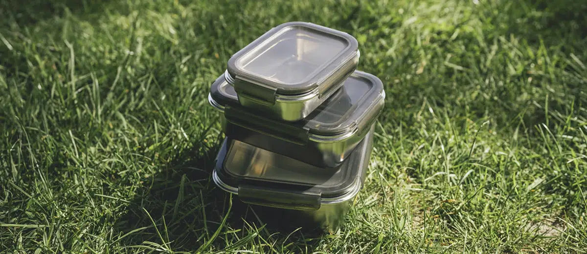 Outwell Camper Food Box Set, kitchenware with multiple containers and utensils for camping and outdoor cooking, on a white background.