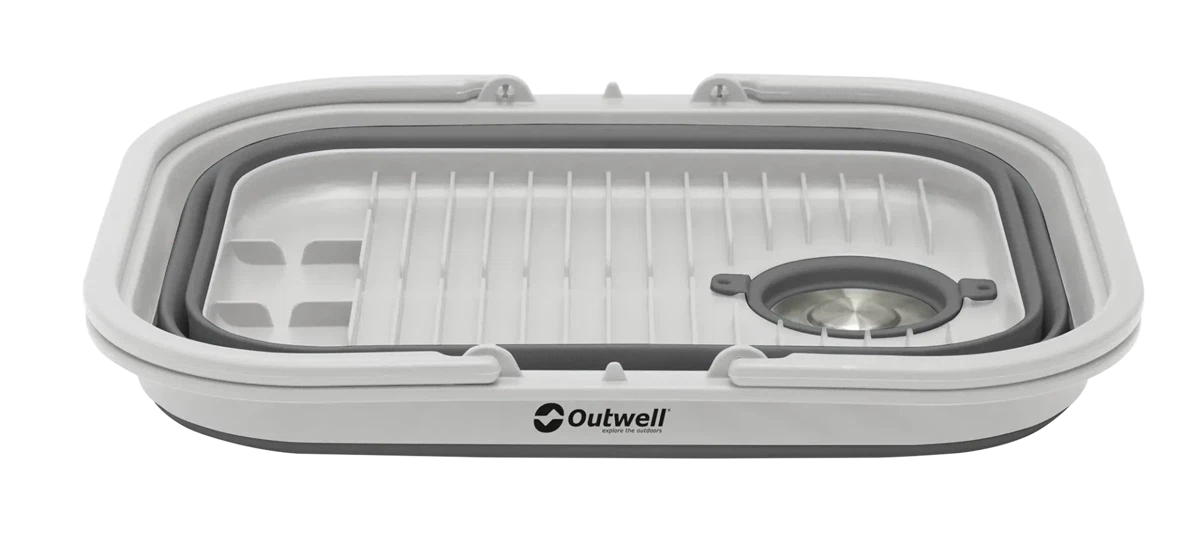 Outwell Collaps Washing Base in Grey Mist with handle and lid, portable and foldable for outdoor and camping use.