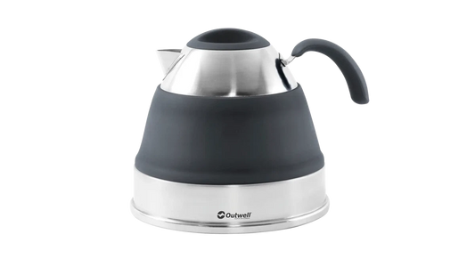 Outwell Collaps Kettle 2.5L in navy, compact camping kettle with foldable handle, ideal for outdoor accessories by Summit Sanctuary.