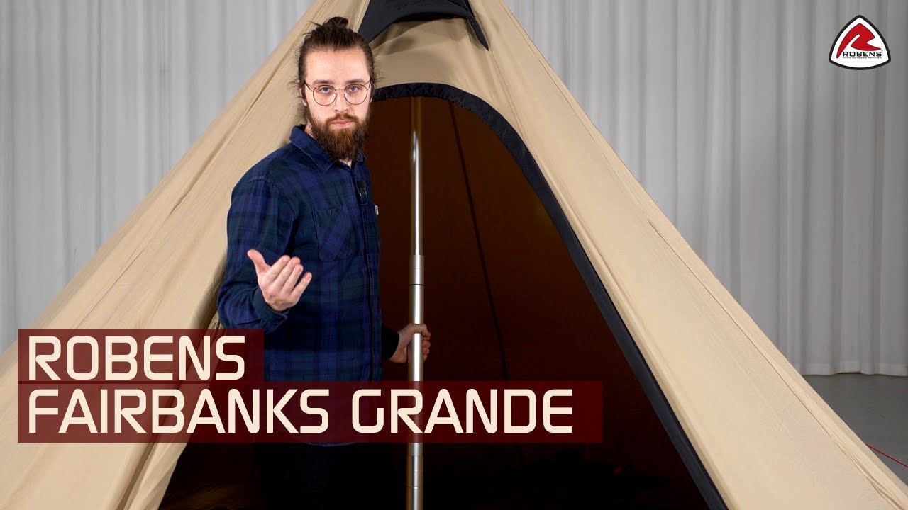 Robens Fairbanks Grande Tipi Tent showing its spacious polycotton structure and large entrance for 7-person camping outdoor shelter