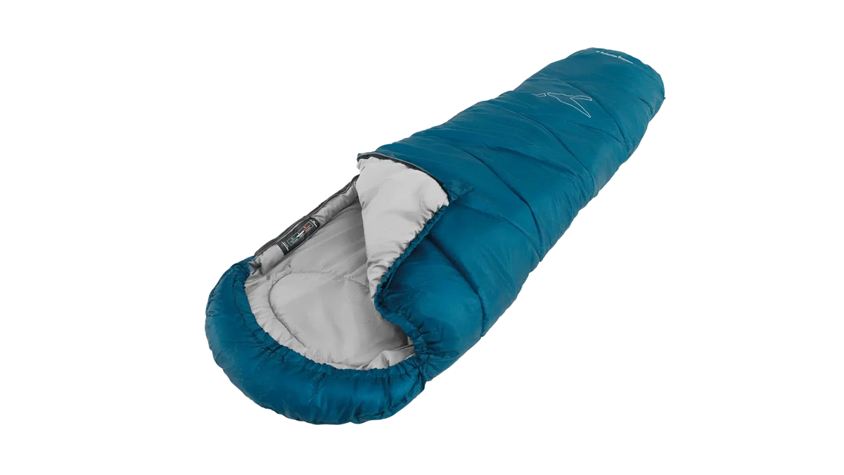 Easy Camp Starling Mummy Blue Jr. sleeping bag accessory, lightweight and compact for kids, ideal for camping and outdoor adventures.