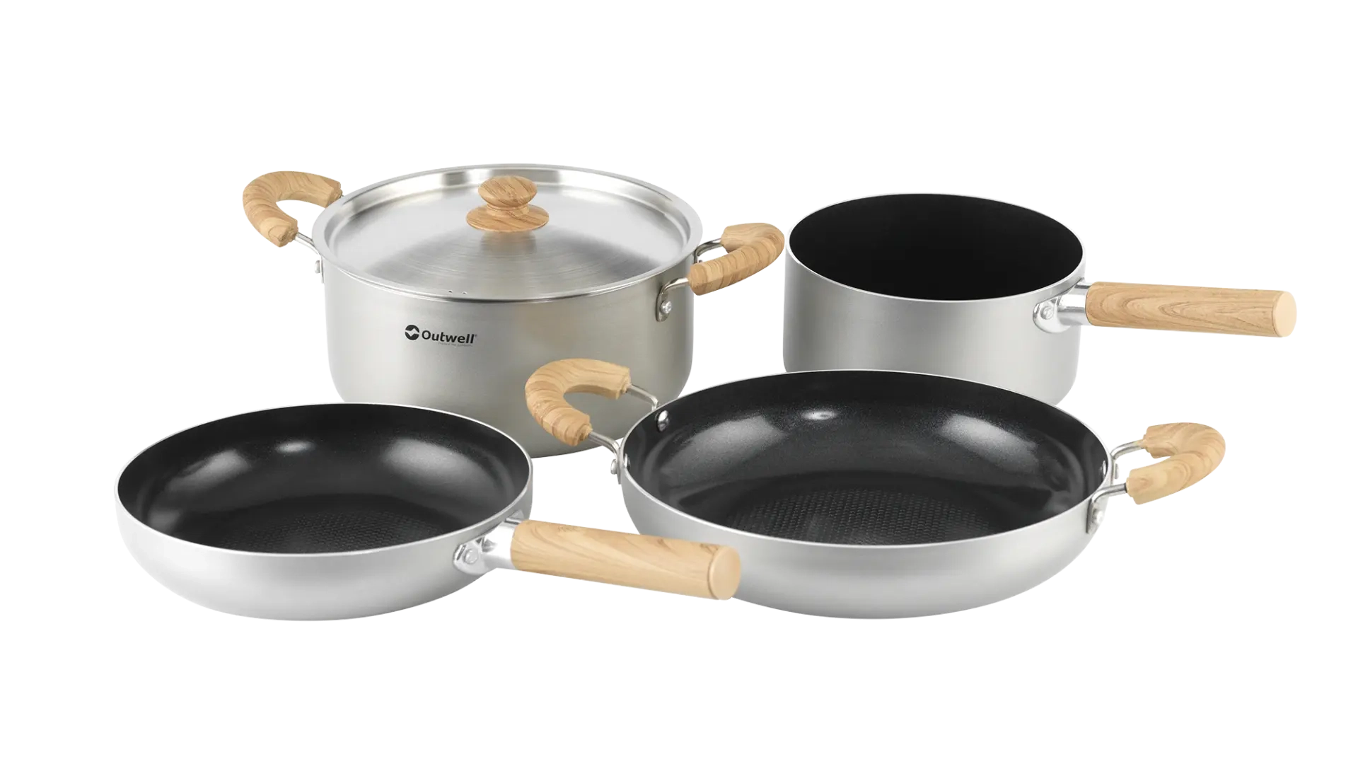 Outwell Feast Ceramic Set XL kitchenware with large plates and bowls, featuring durable ceramic material and a stylish design.