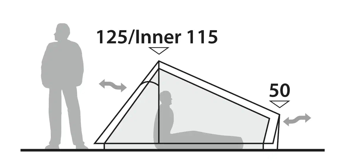 Robens Via 1 UL 1-person trekking pole tent set up outdoors, lightweight durable camping tent for solo adventures.