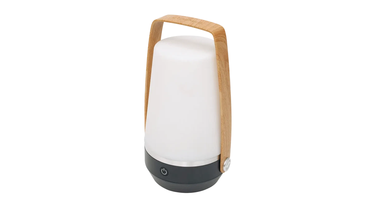 Outwell Aurelia L lighting fixture with warm LED glow, sleek design, and durable outdoor-rated construction for camping or outdoor use.