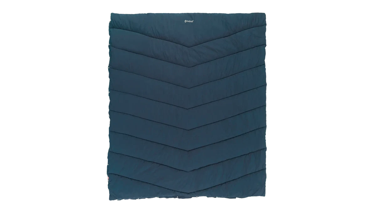 Outwell Caldera double blue duvet with soft fabric and plush filling, perfect for cozy nights and comfortable sleep.